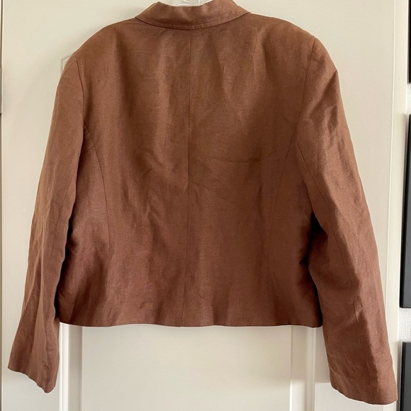 DAVID N Women’s Brown Retro Lightweight Zip Up Small Shoulder Pads Jacket-Size L - Picture 2 of 5